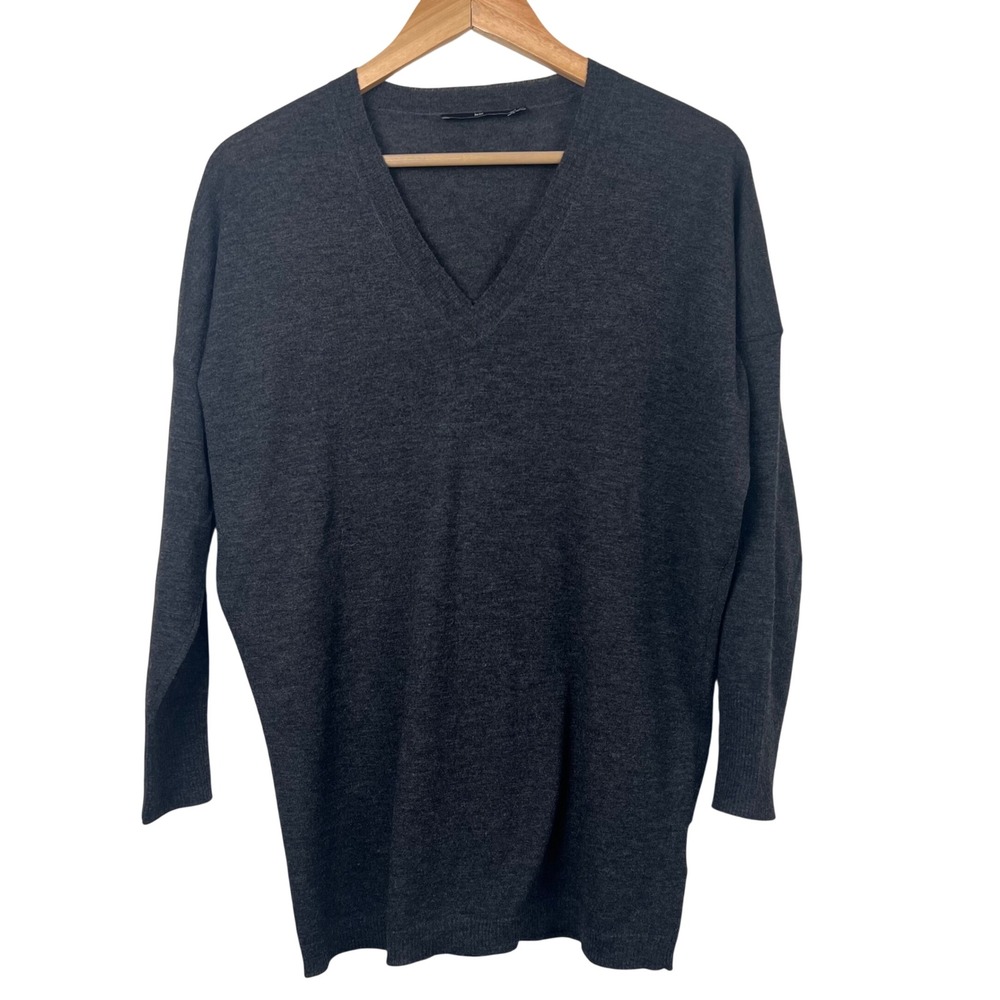 Jarbo Charcoal Grey V Neck Wool Cashmere Blend Sweater Size 36 Small‎